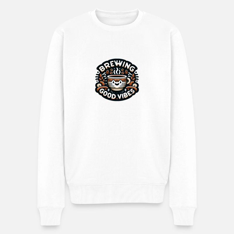 Brewing Coffee - Männer Premium Bio Pullover - Weiß