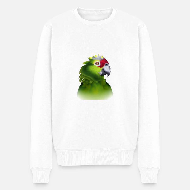 Papageien-Illustration - Männer Premium Bio Pullover - Weiß