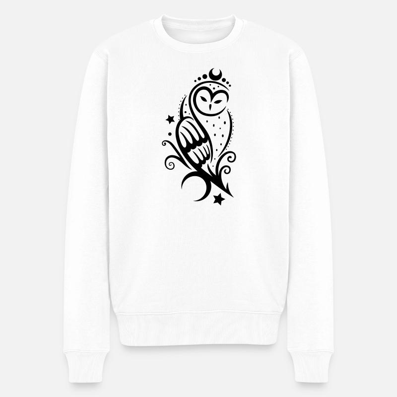 Eule Schneeeule Tattoo - Männer Premium Bio Pullover - Weiß