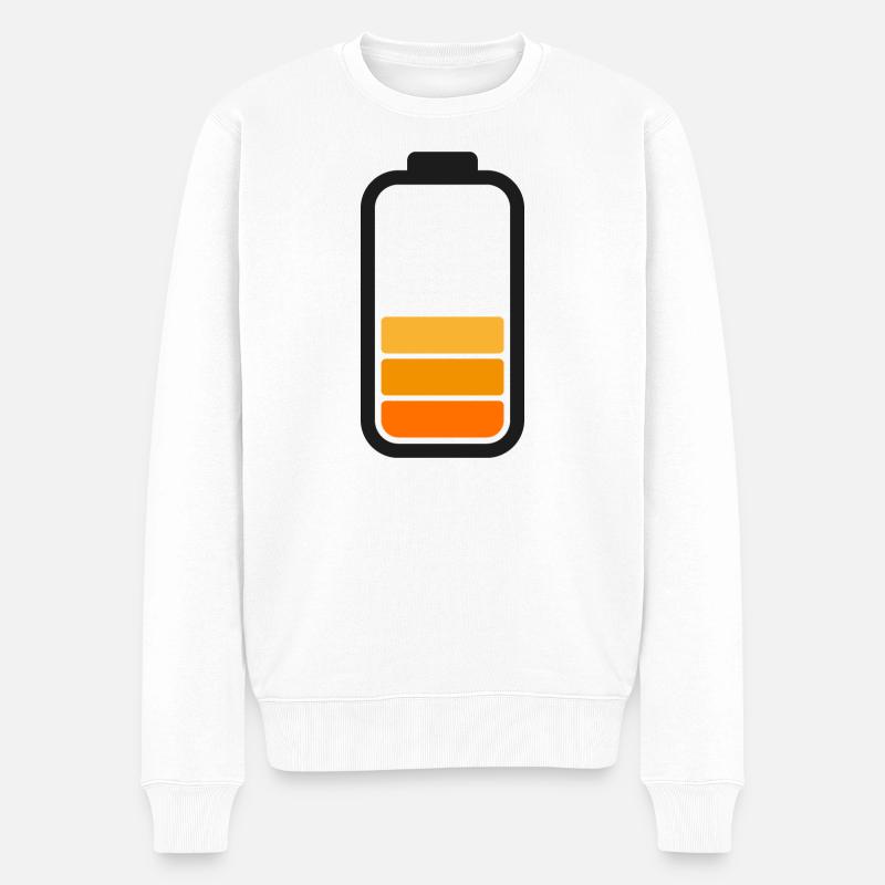 HALF BATTERY - Black - Männer Premium Bio Pullover - Weiß