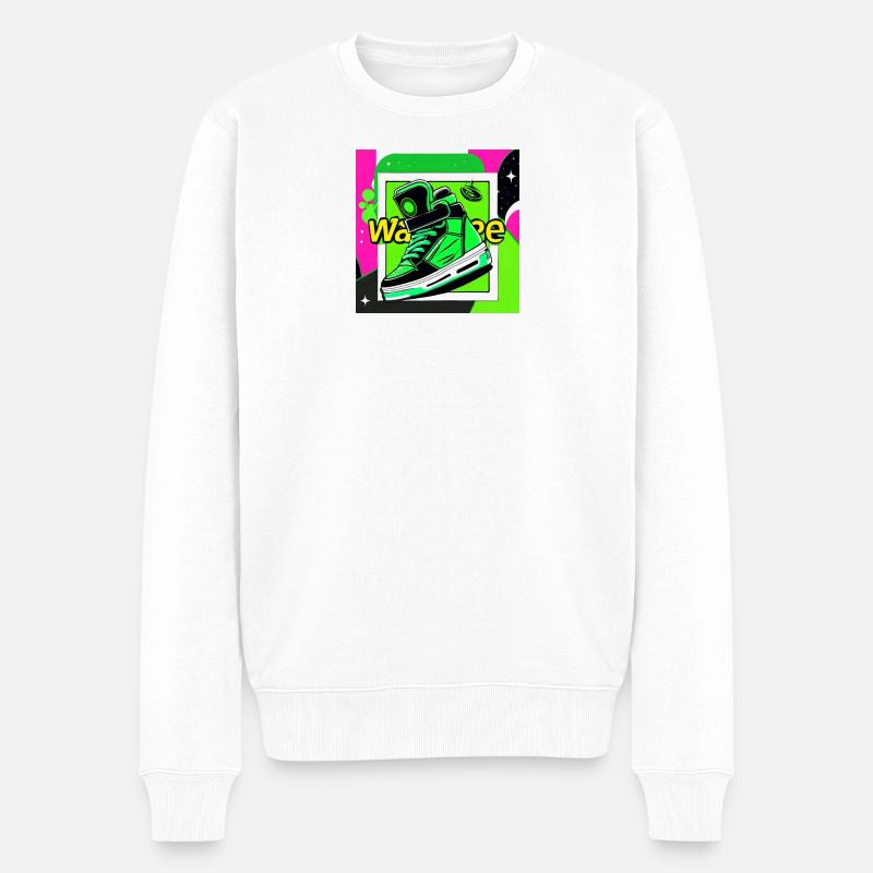 Neon Sneaker Pop Art - Männer Premium Bio Pullover - Weiß