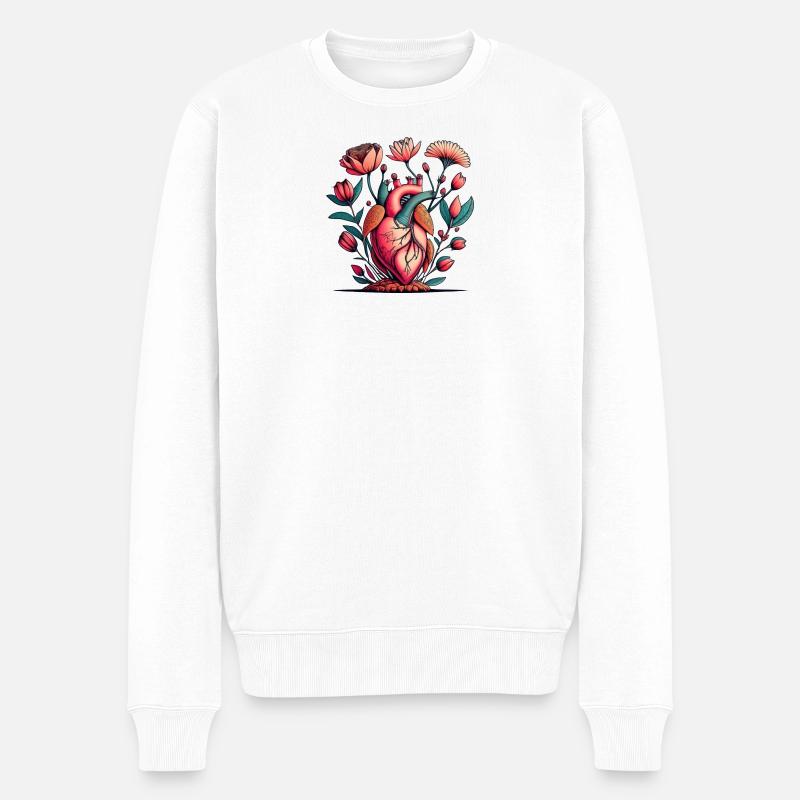Blumenherz Anatomie Burst - Männer Premium Bio Pullover - Weiß