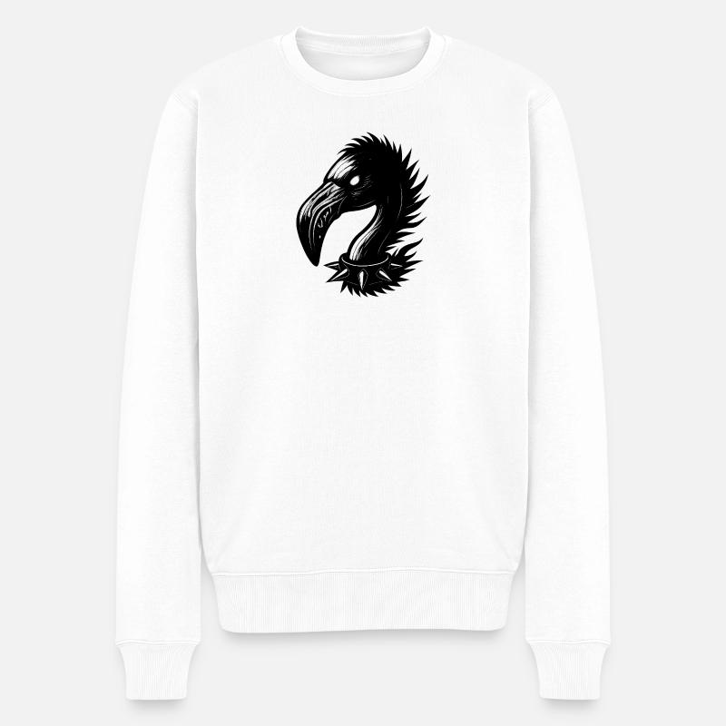 Metall-Flamingo - Männer Premium Bio Pullover - Weiß