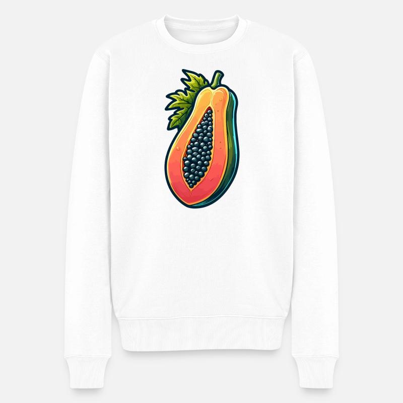 Blutpapaya, lebendige Illustration - Männer Premium Bio Pullover - Weiß