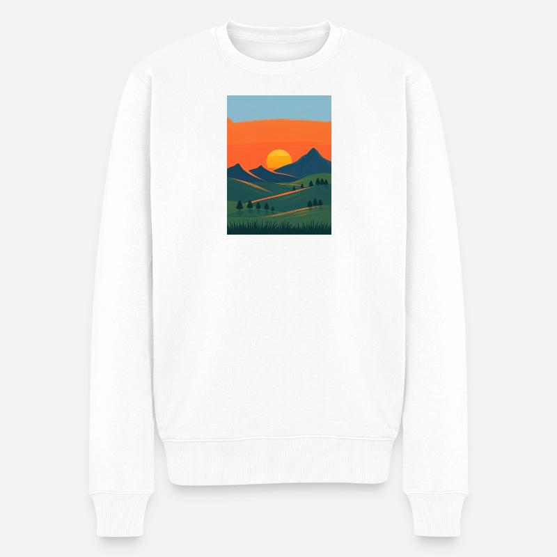 Abendlicher Berglandschafts-Wandel - Männer Premium Bio Pullover - Weiß