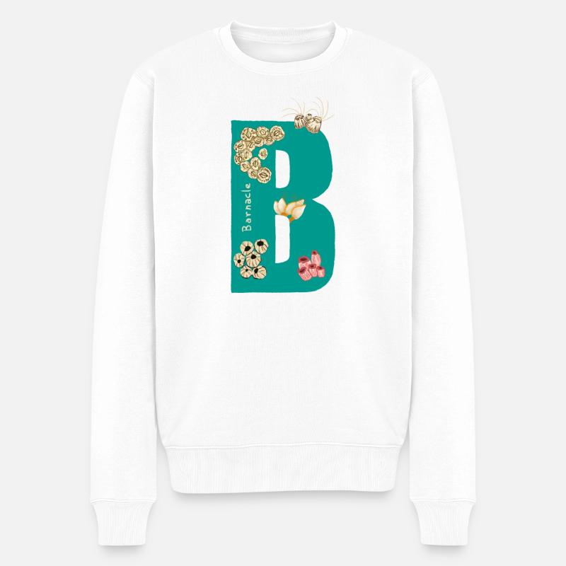 Buchstabe B mit natürlichen Elementen Blau Grün - Männer Premium Bio Pullover - Weiß