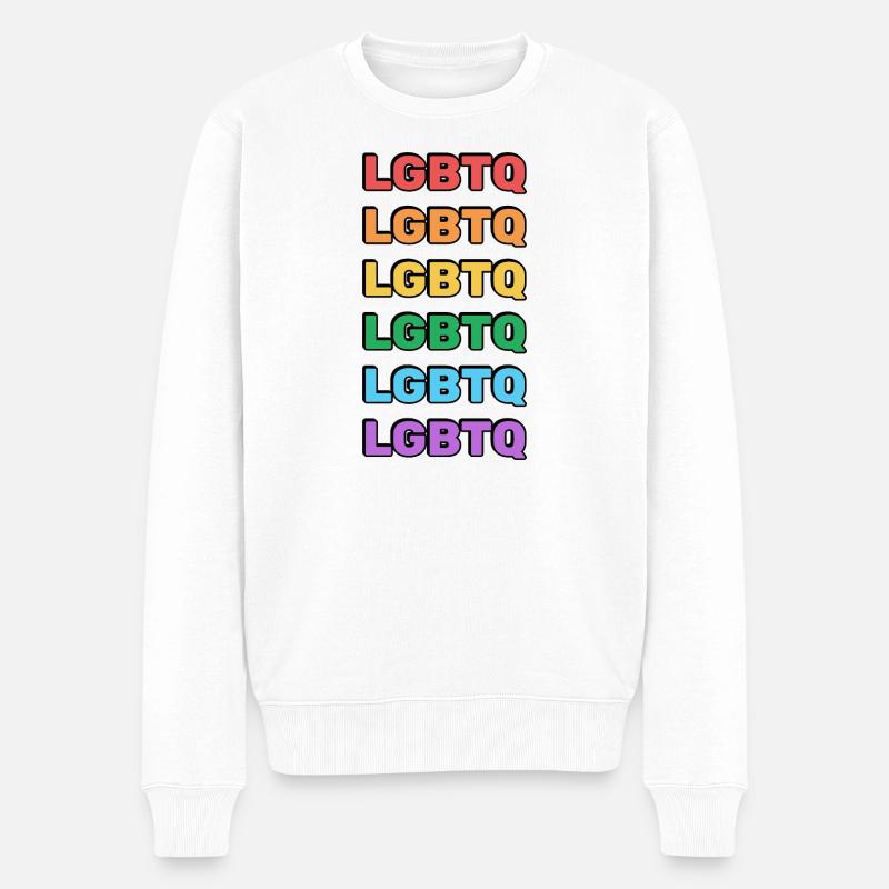 Regenbogen-LGBTQ - Männer Premium Bio Pullover - Weiß