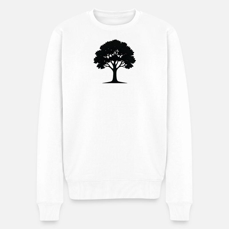Stilvolle Baum-Kunst Illustration - Männer Premium Bio Pullover - Weiß