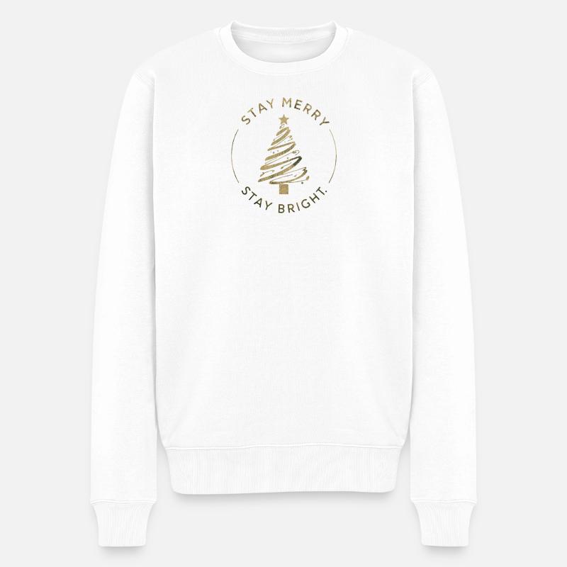 Goldener Weihnachtsbaum Grafik - Männer Premium Bio Pullover - Weiß
