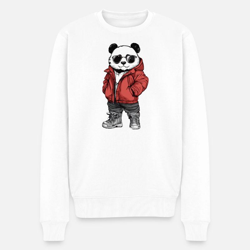 Panda Cool Winter - Männer Premium Bio Pullover - Weiß