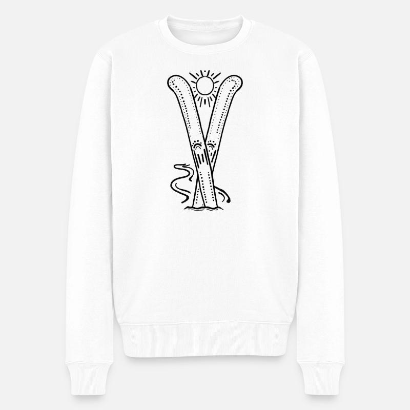 Skier mit Sonne - Männer Premium Bio Pullover - Weiß