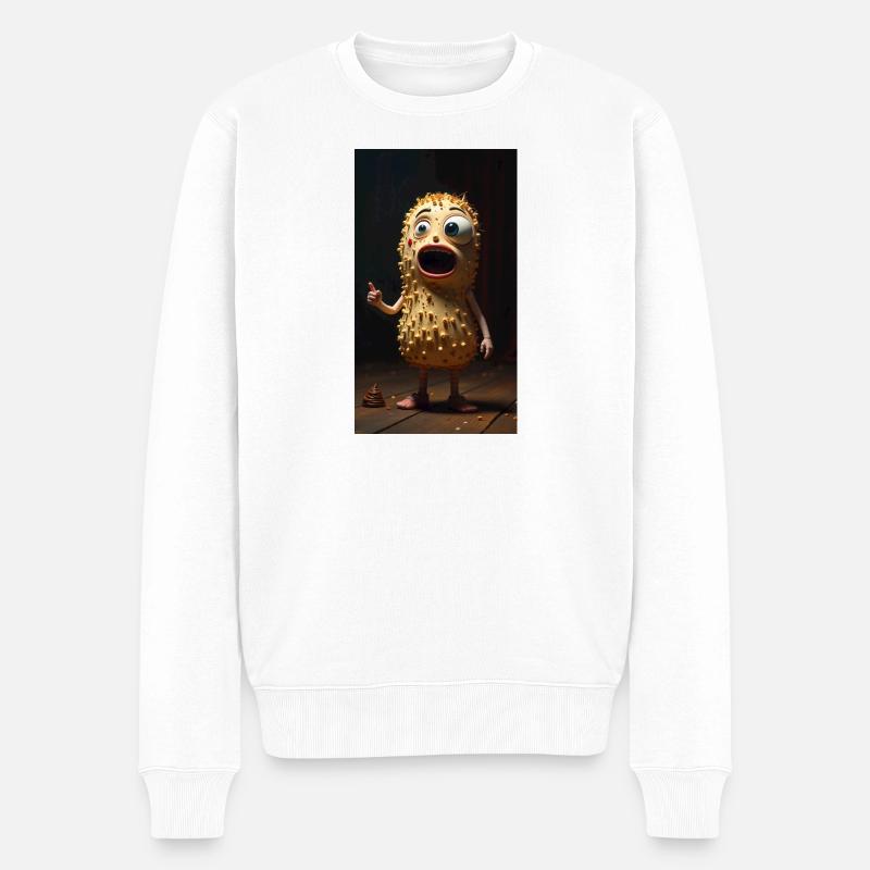 Spiky Peanut Maskottchen - Männer Premium Bio Pullover - Weiß