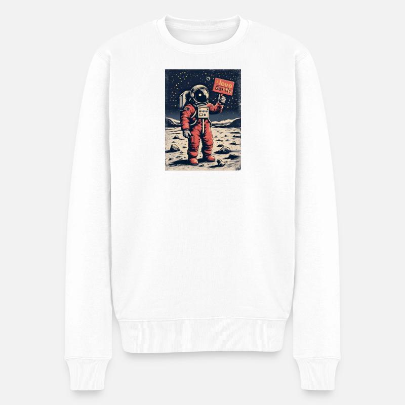 Astronaut mit Botschaft - Männer Premium Bio Pullover - Weiß