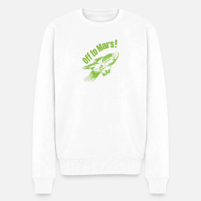 Off to Mars - Männer Premium Bio Pullover - Weiß