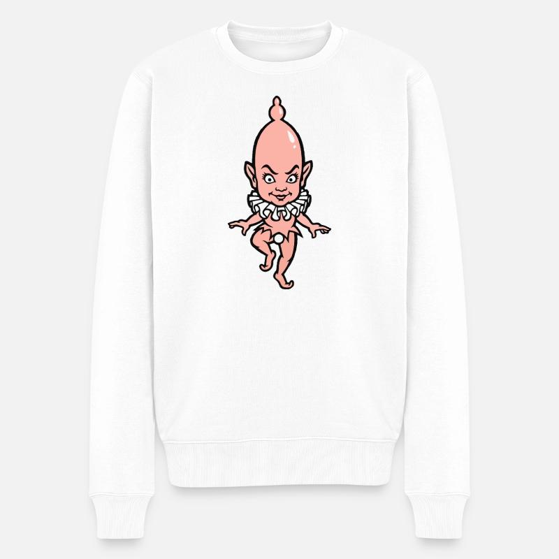 Süßes Teufelsbaby mit Halsband - Männer Premium Bio Pullover - Weiß
