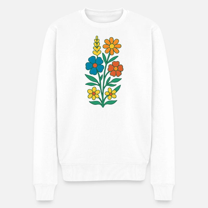 Frühlingsblumen Farbenfroh - Männer Premium Bio Pullover - Weiß
