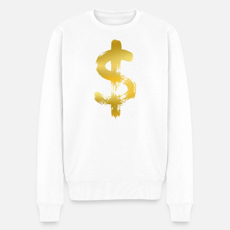 Goldener Dollar - Männer Premium Bio Pullover - Weiß