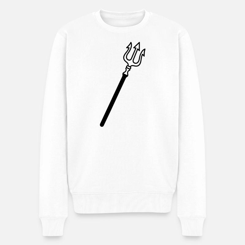 Dreizack - Männer Premium Bio Pullover - Weiß