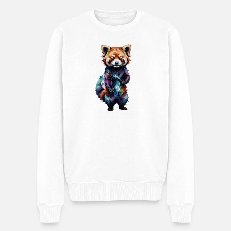 Wasserfarbener Roter Panda - Männer Premium Bio Pullover - Weiß
