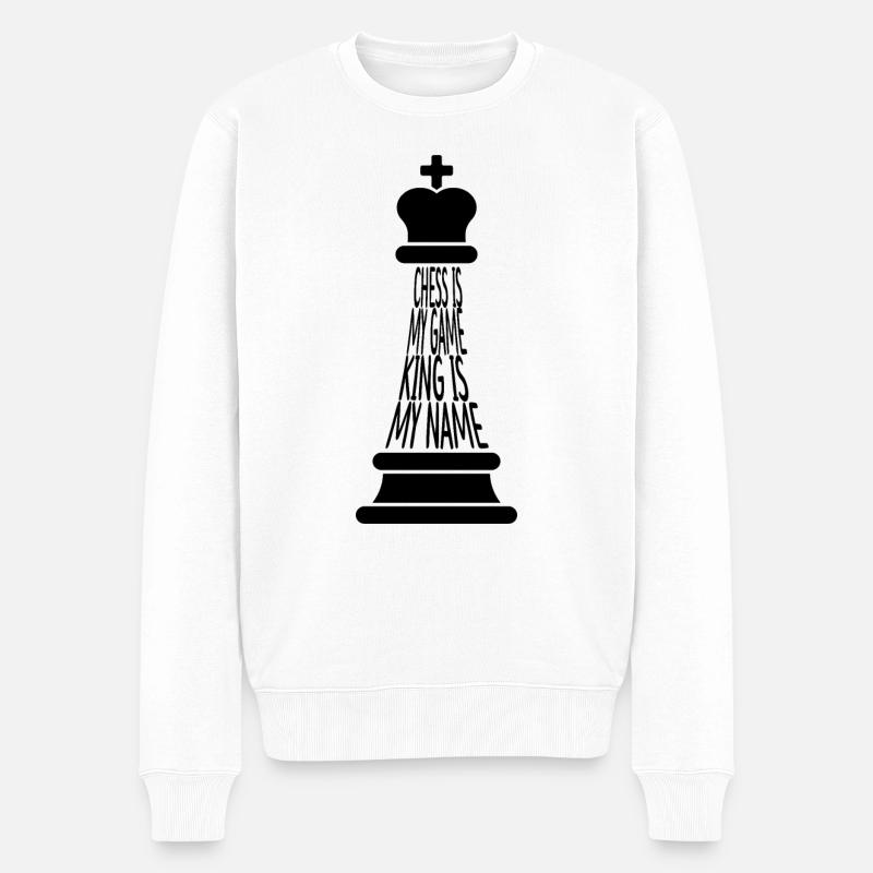Pièce d’échecs avec slogan - Pull Premium bio Homme - blanc