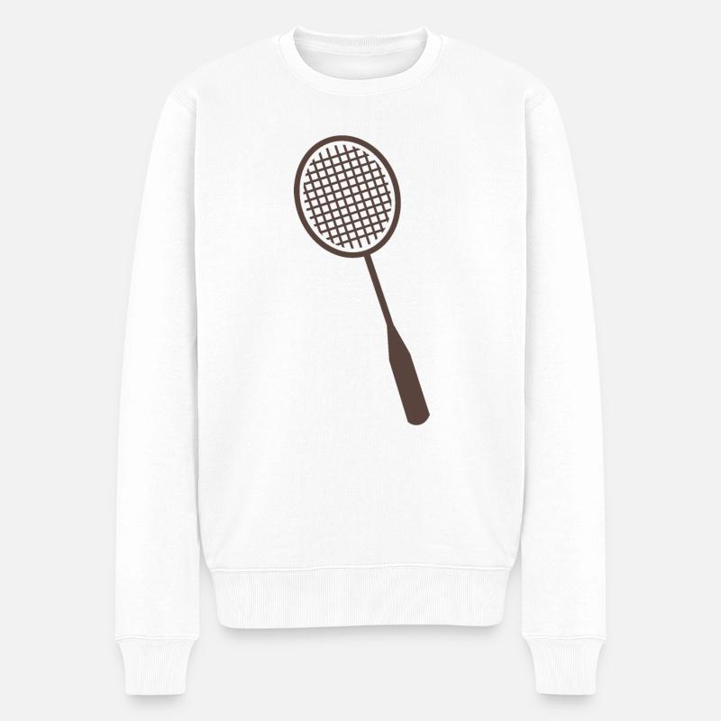 Badmintonschläger - Männer Premium Bio Pullover - Weiß