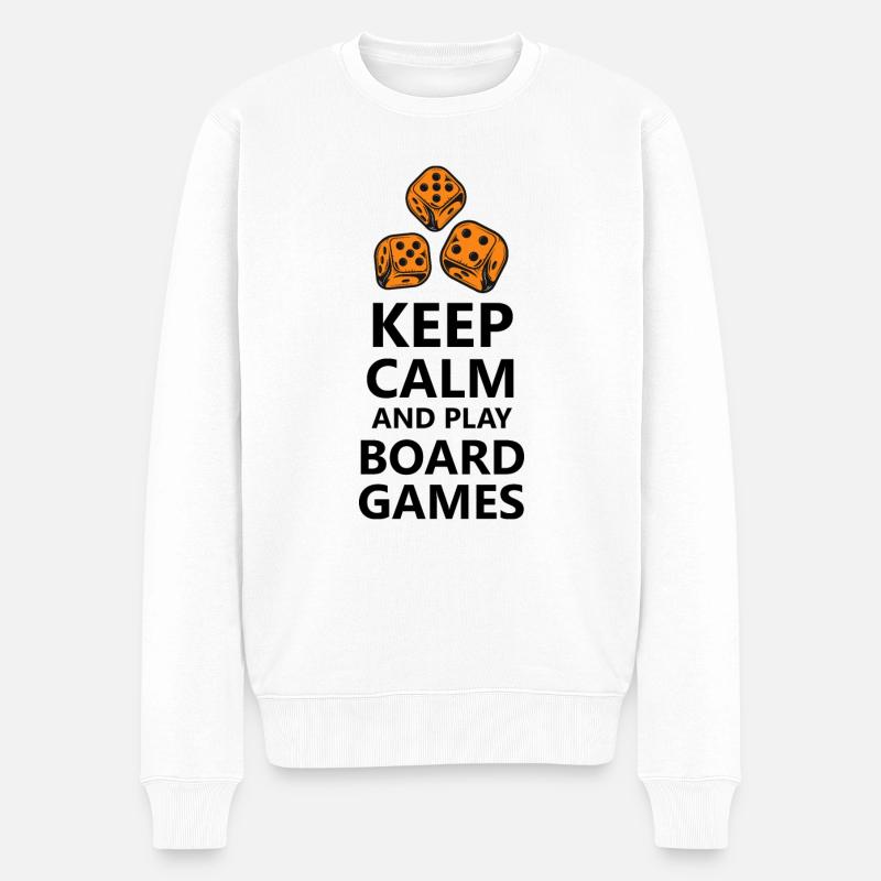 boardgame chess backgammon game night - Männer Premium Bio Pullover - Weiß