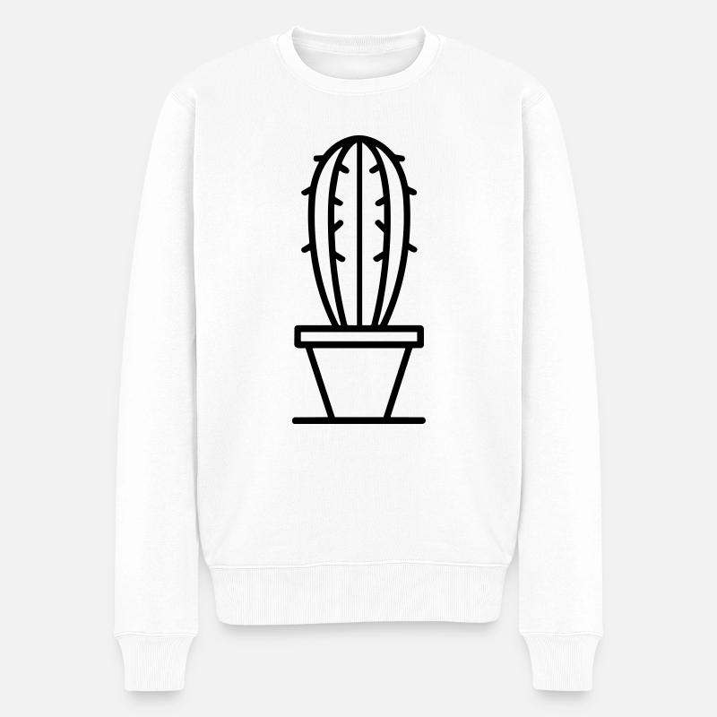 Kaktus - Männer Premium Bio Pullover - Weiß