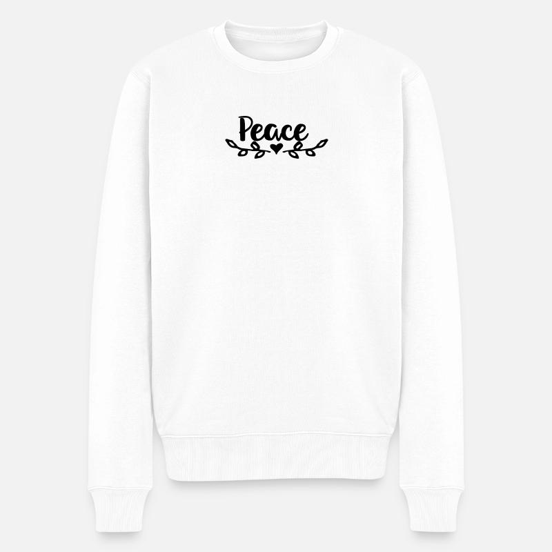 Frieden Herz Design - Männer Premium Bio Pullover - Weiß