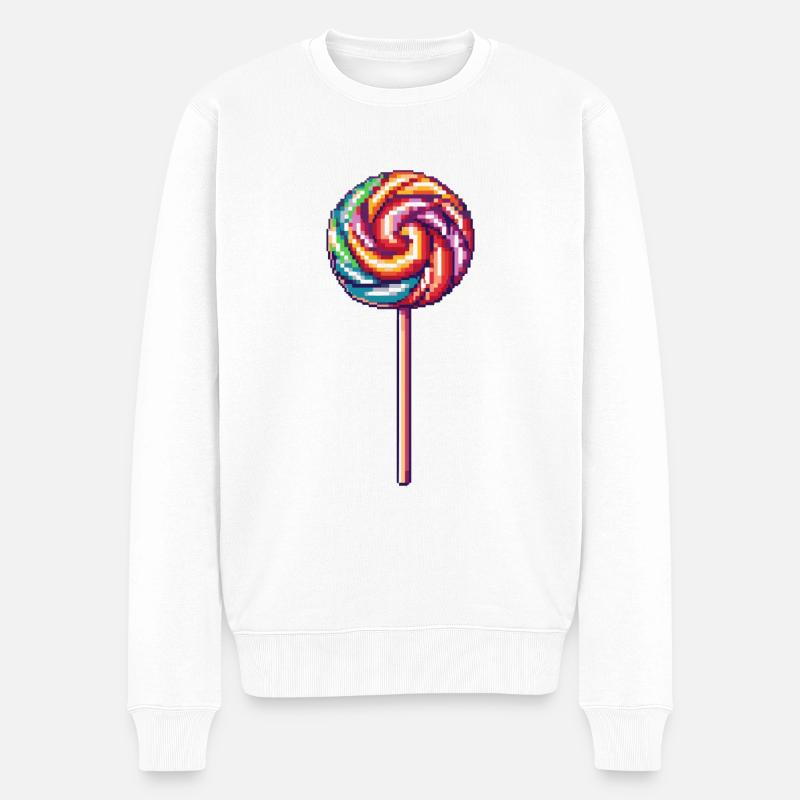 Lollipop Pixel Symbol - Männer Premium Bio Pullover - Weiß