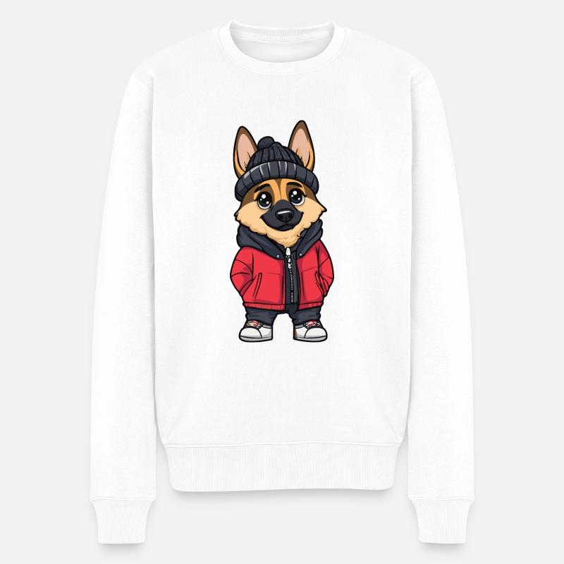 German Shepherd Dog Winter - Men's Premium Organic Jumper - white