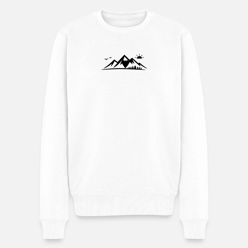 Bergsilhouette mit Sonne - Männer Premium Bio Pullover - Weiß