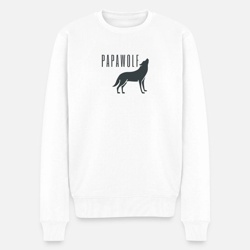 Wolf Wölfe Papa Vater Vatertag Papi Vati Geschenk - Männer Premium Bio Pullover - Weiß