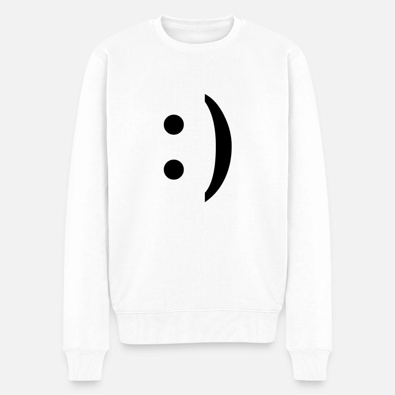 :) smiley - Männer Premium Bio Pullover - Weiß