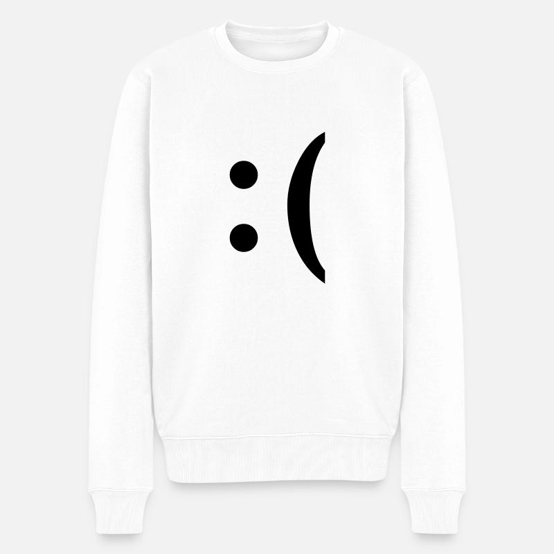 :( smiley traurig - Männer Premium Bio Pullover - Weiß