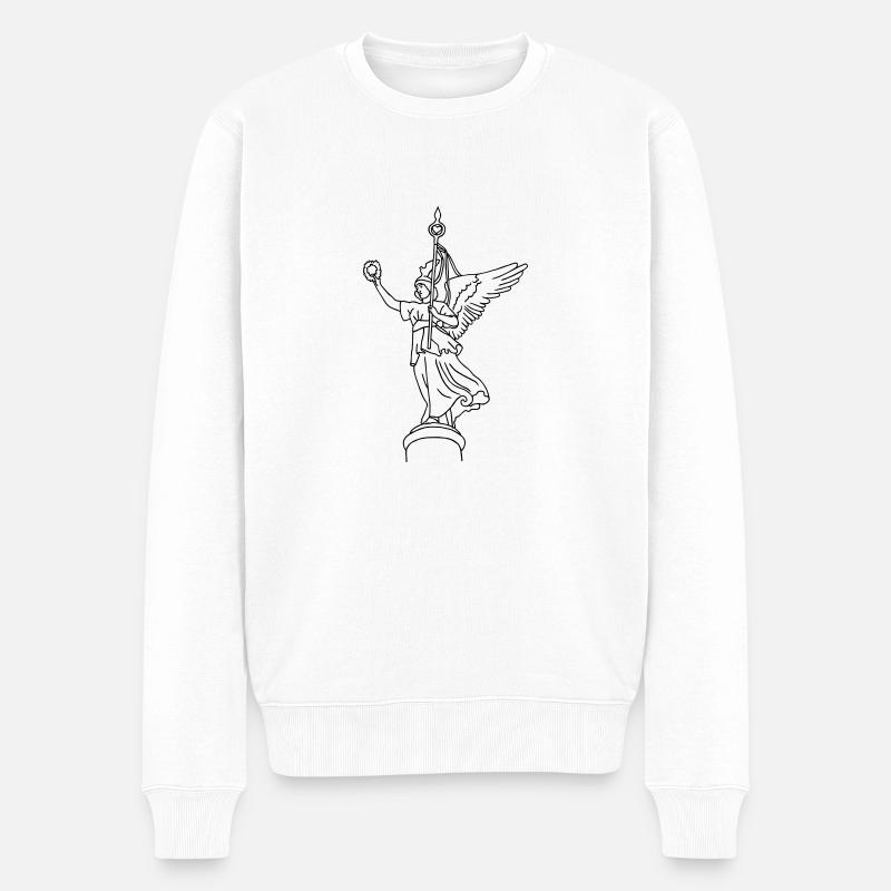 Goldelse auf Siegesäule - Männer Premium Bio Pullover - Weiß