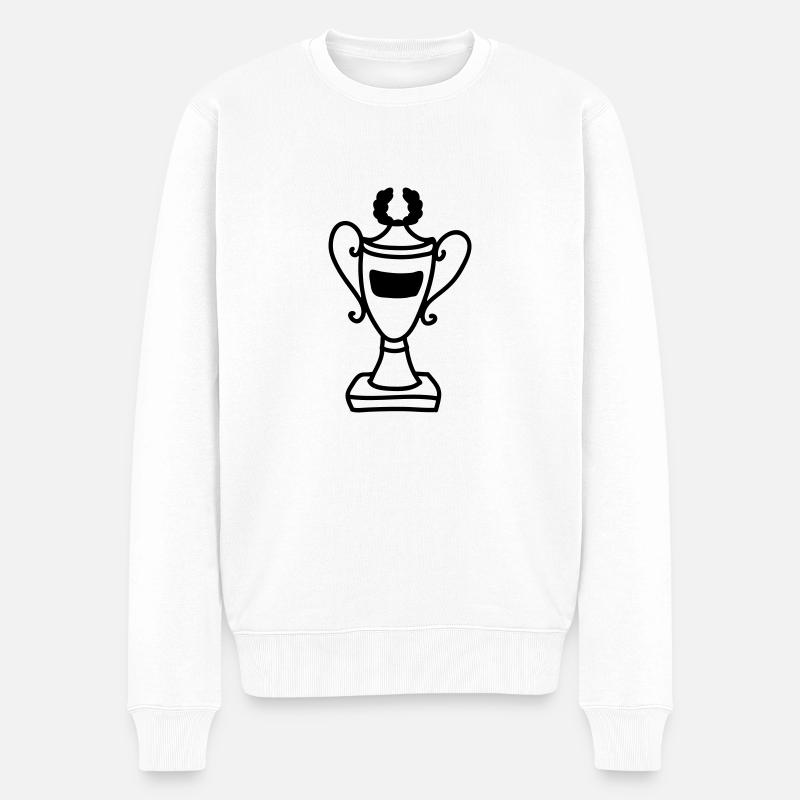Pokal - Line - Männer Premium Bio Pullover - Weiß