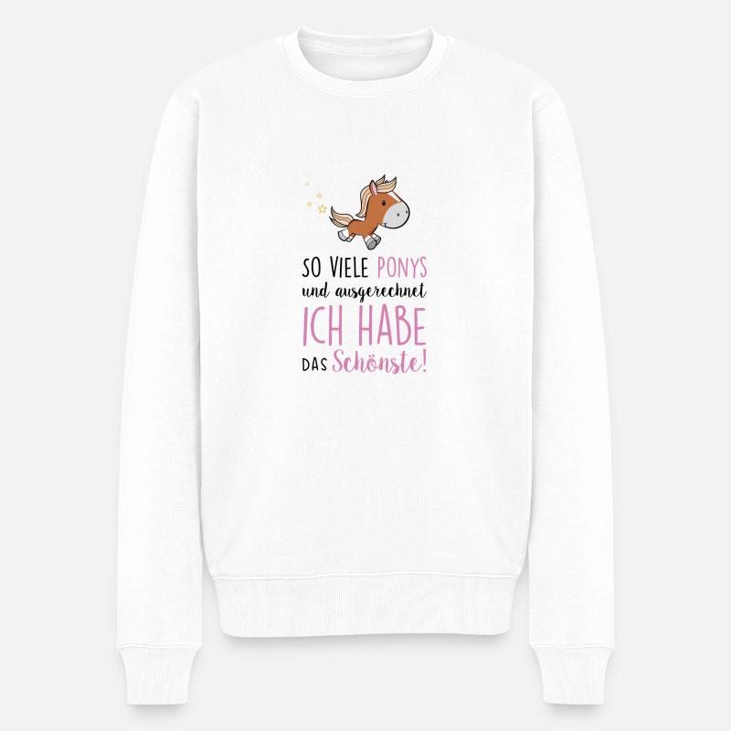 So viele Ponys und ich habe das Schönste - Männer Premium Bio Pullover - Weiß