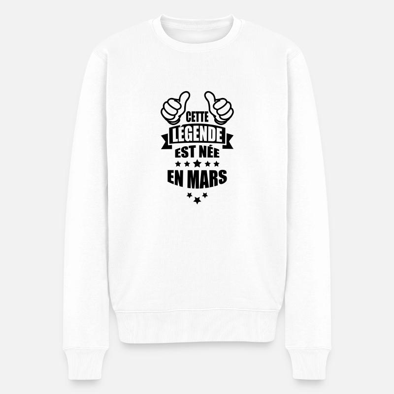 cette légende est née en mars - Pull Premium bio Homme - blanc
