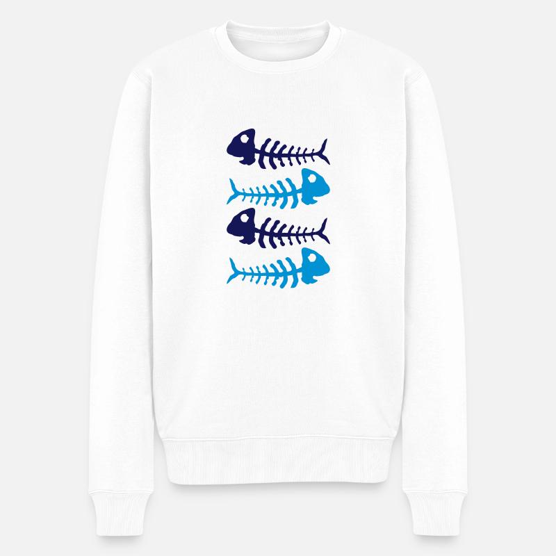 fish_bones_tb2 - Männer Premium Bio Pullover - Weiß