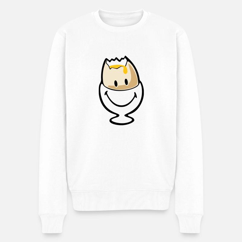 Smiley Egg - Männer Premium Bio Pullover - Weiß