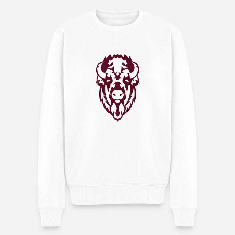Bison bärtier - Männer Premium Bio Pullover - Weiß