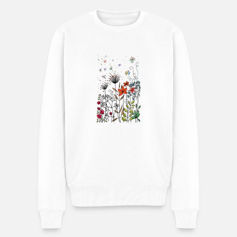 Fleurs - Pull Premium bio Homme - blanc