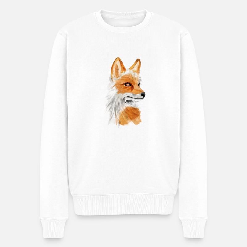 Majestätischer Fuchs - Männer Premium Bio Pullover - Weiß
