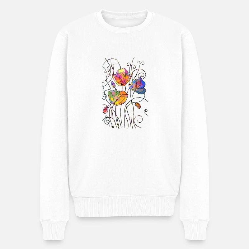 Fleurs - Pull Premium bio Homme - blanc