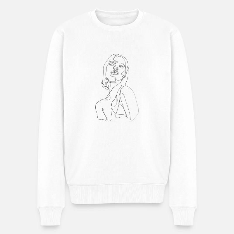Female silhouette - Männer Premium Bio Pullover - Weiß
