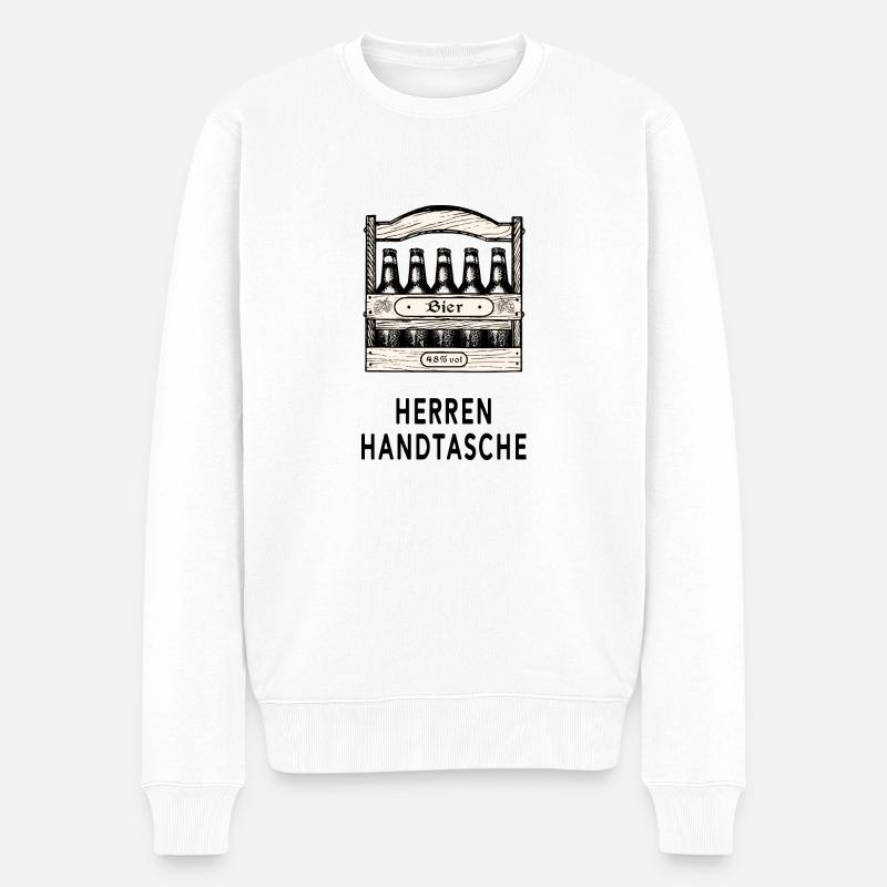 Herrenhandtasche Bier - Männer Premium Bio Pullover - Weiß