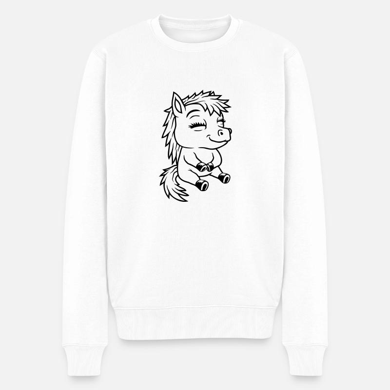 Comic petit poney assis - Pull Premium bio Homme - blanc