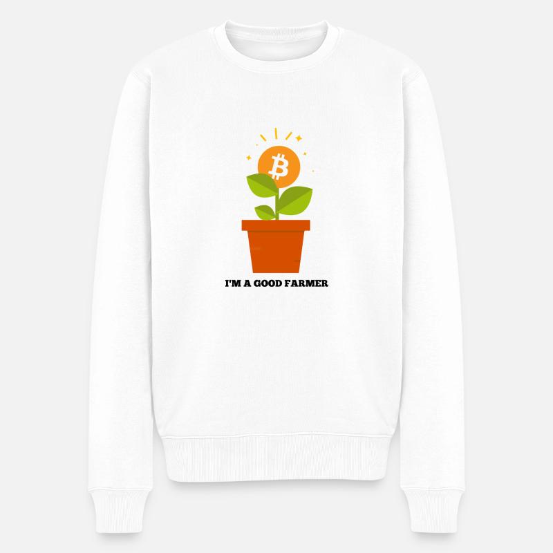 Bitcoin-Blockchain - Männer Premium Bio Pullover - Weiß