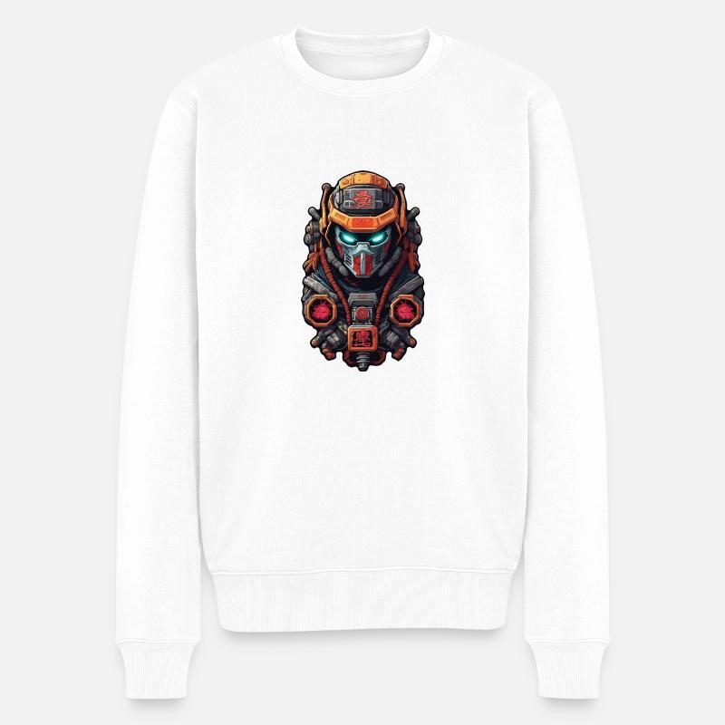 Samurai Warrior - Japan - Roboter - Männer Premium Bio Pullover - Weiß