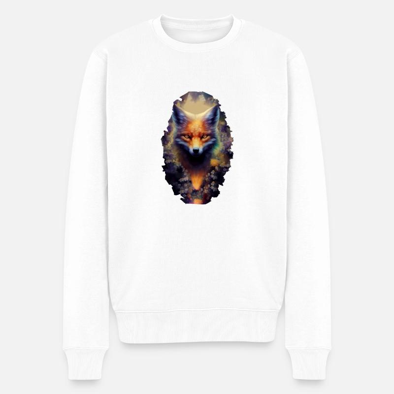 Fuchs Wald Tiere Blumen Tierliebhaber Mädchen Mode - Männer Premium Bio Pullover - Weiß